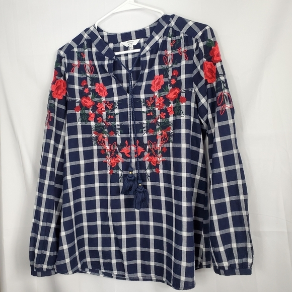 Crown & Ivy Small Oversized Shirt Blouse Top Boho - Picture 1 of 6